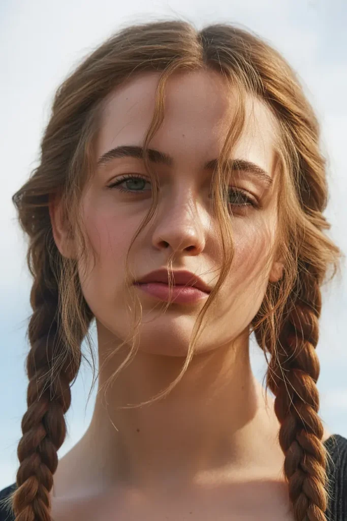 Loose Double Braids With Texture