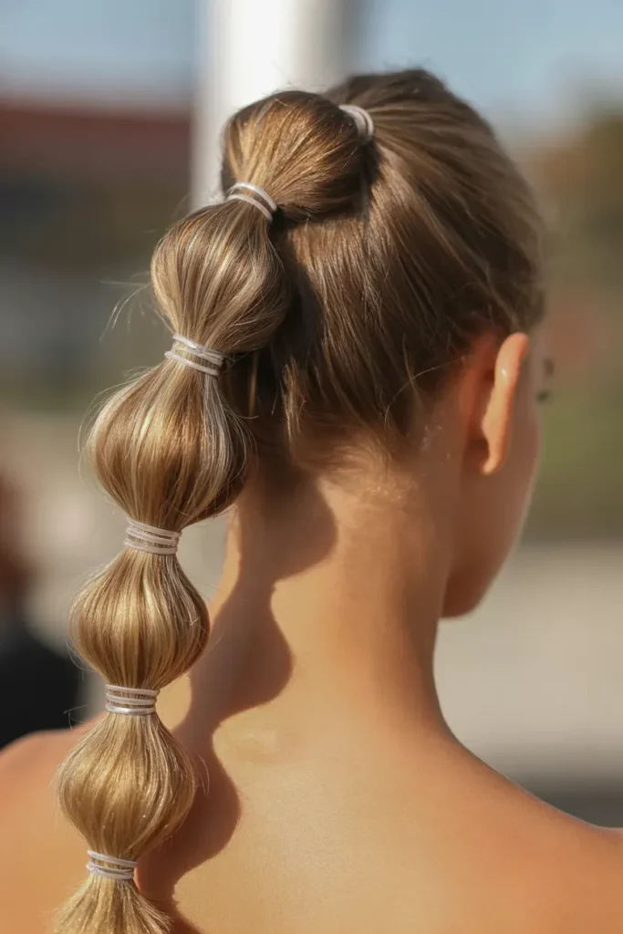 Low Bubble Ponytail Style