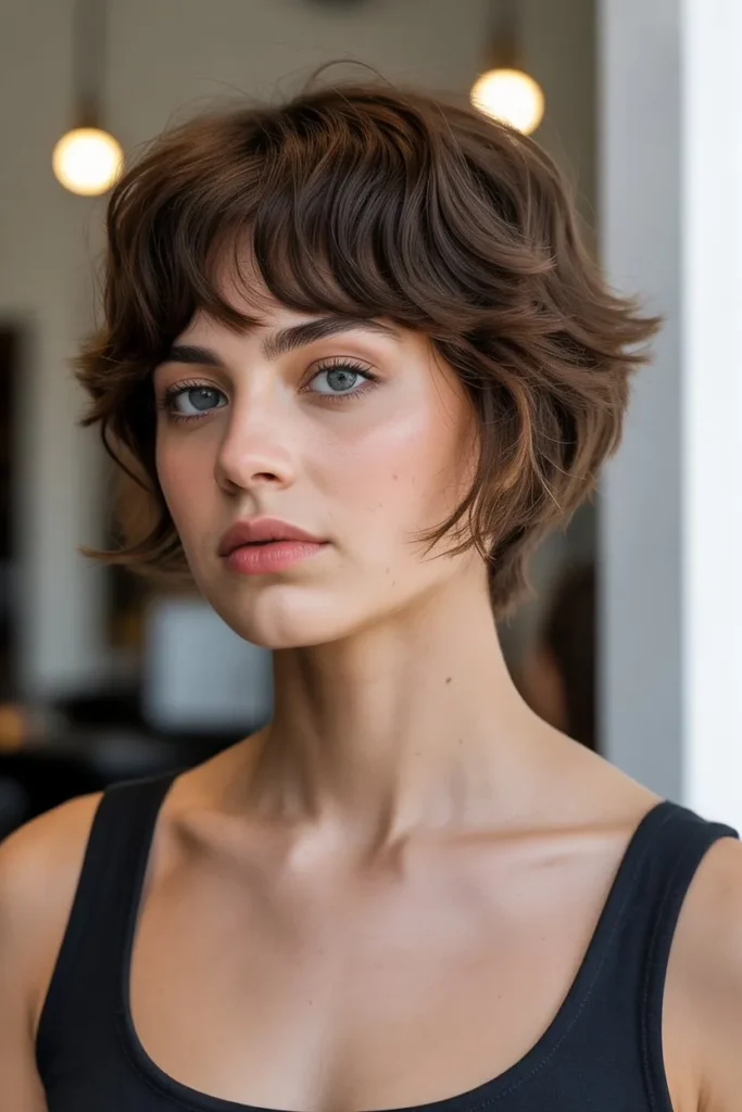 Low Maintenance Short Wolf Cut With Curtain Bangs