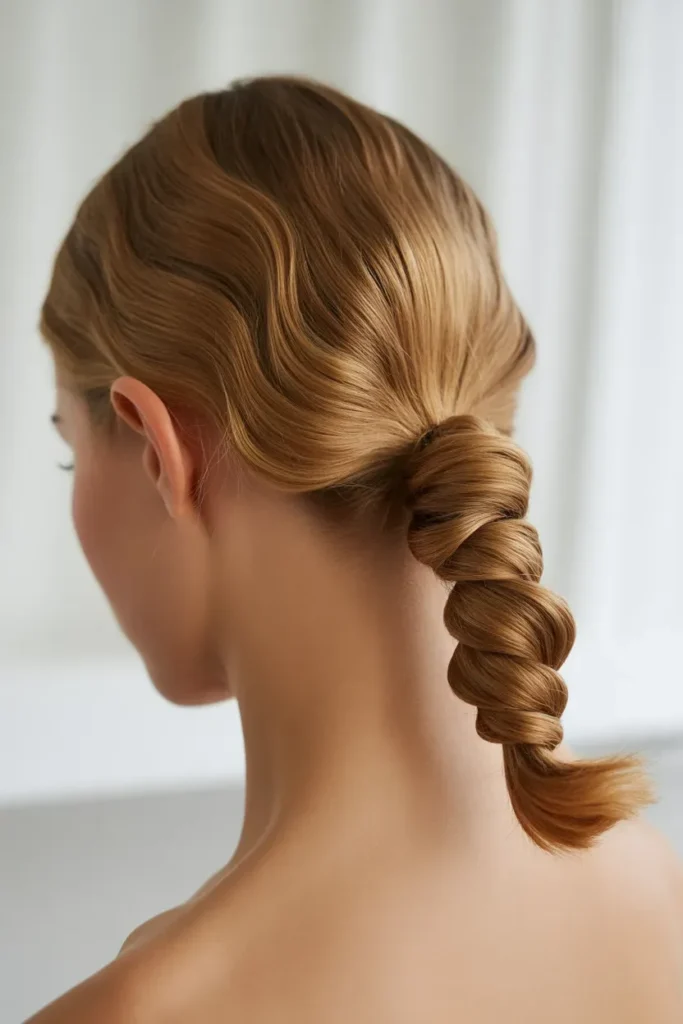 Low Twisted Ponytail With Soft Texture