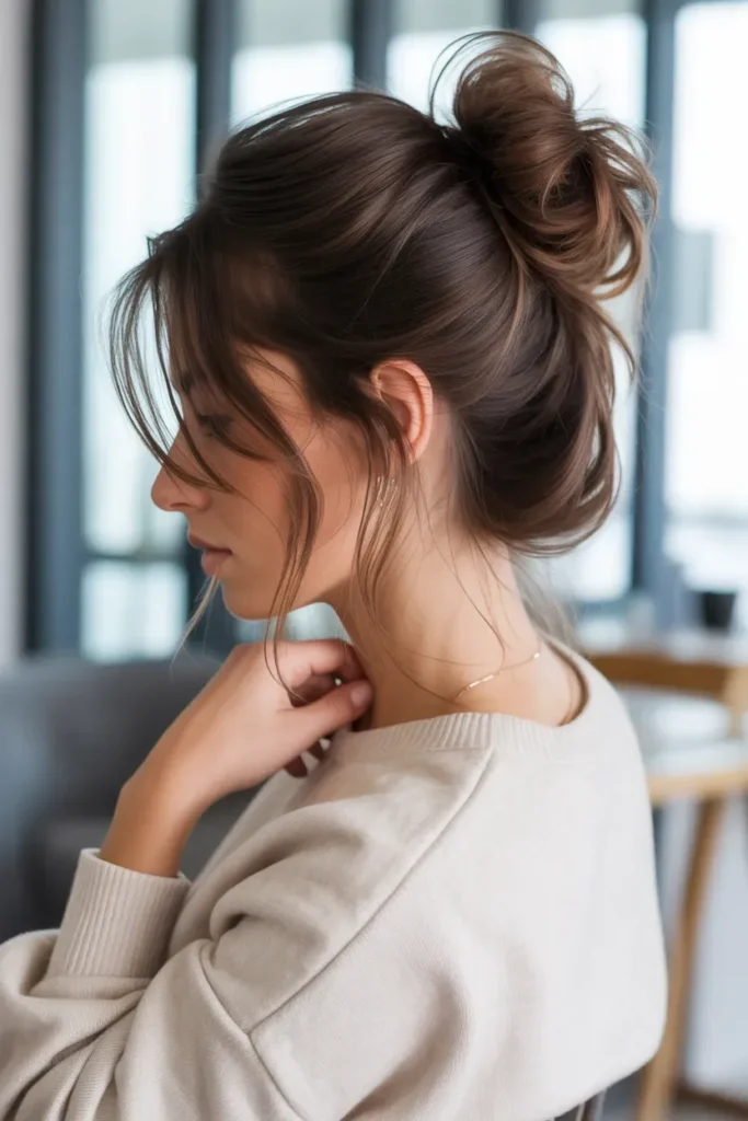 Messy Bun to Hide Oily Roots