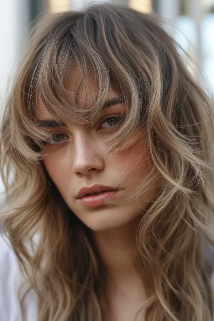 Messy Wolf Cut With Curtain Bangs