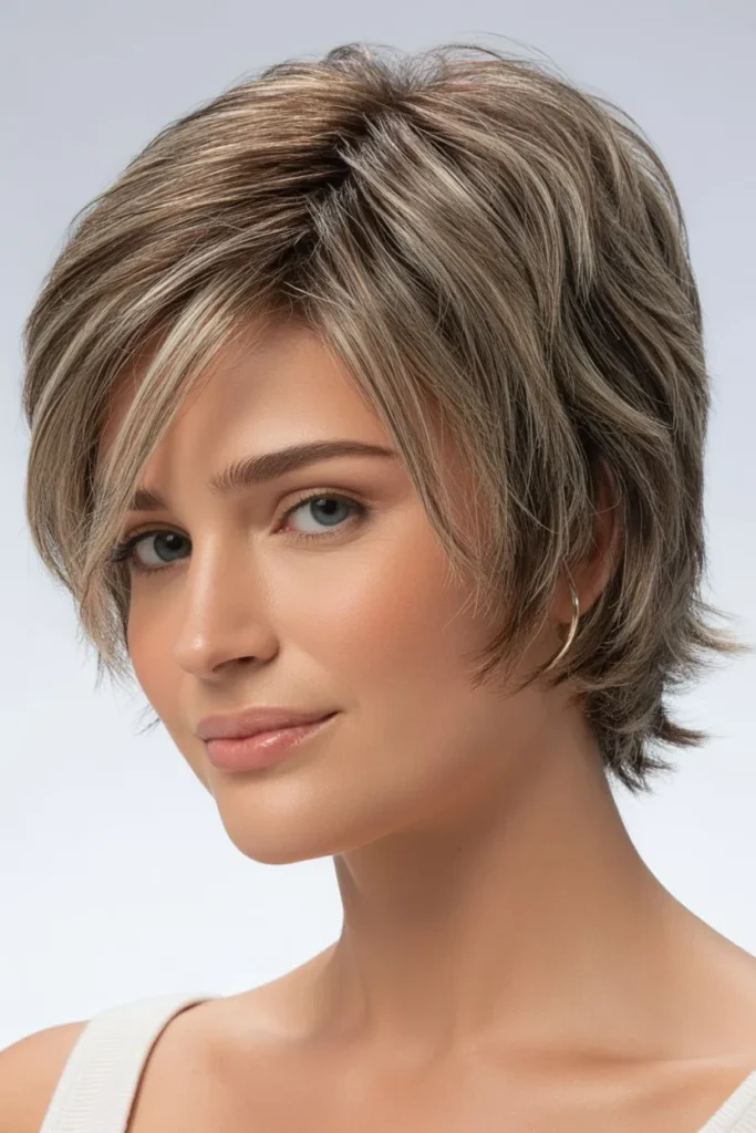Modern Short Shaggy Hair with Side Part