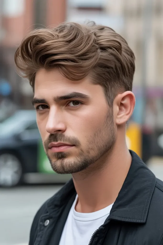 Modern Wolf Cut Men Look with Soft Crown Volume
