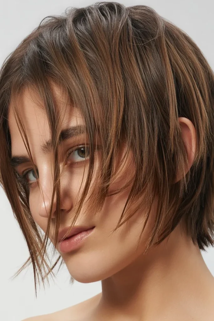 Short Shaggy Hair with Razor Cut Ends