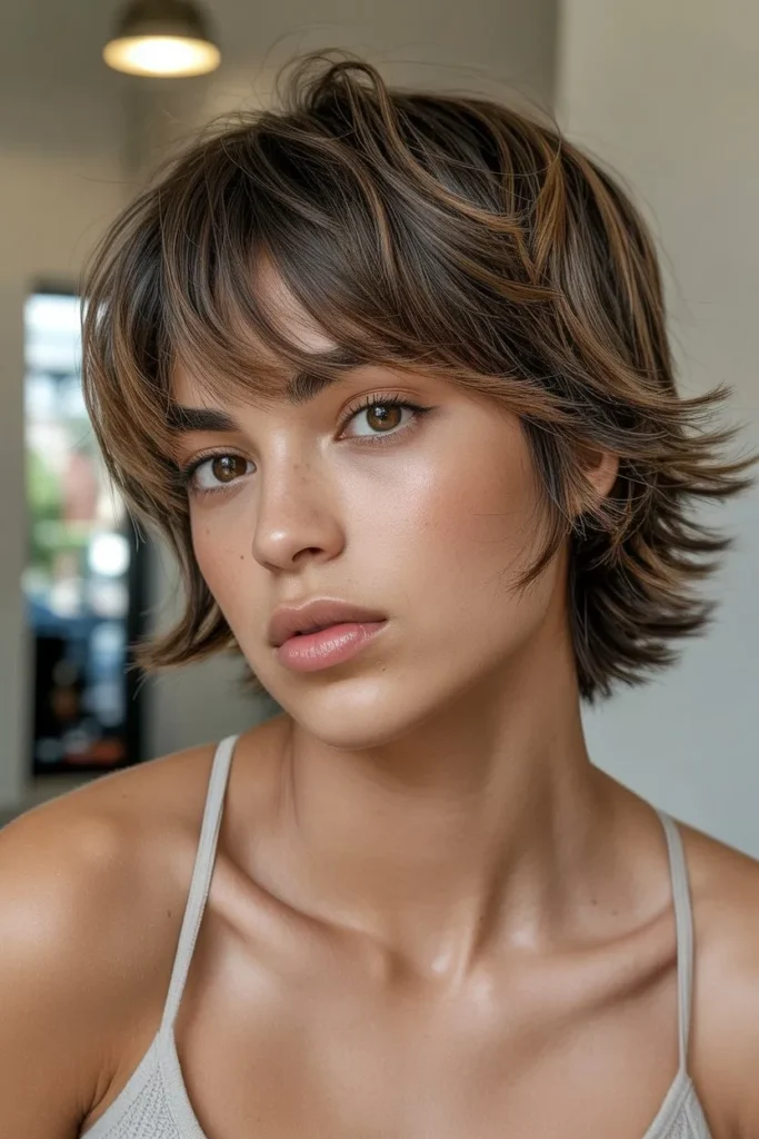 Short Shaggy Wolf Cut With Bangs