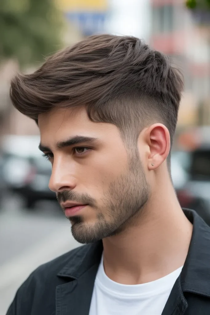 Short Wolf Cut Men Haircut with Clean Sides