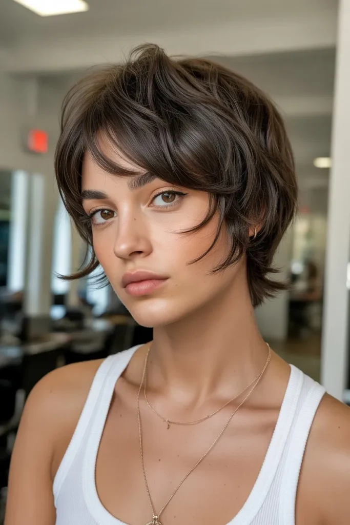 Short Wolf Cut With Curtain Bangs for Fine Hair