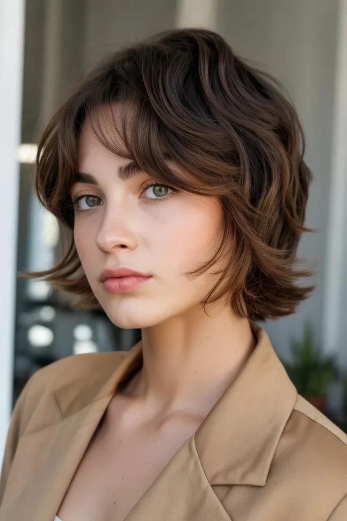 Short Wolf Cut With Curtain Bangs for Thin Hair