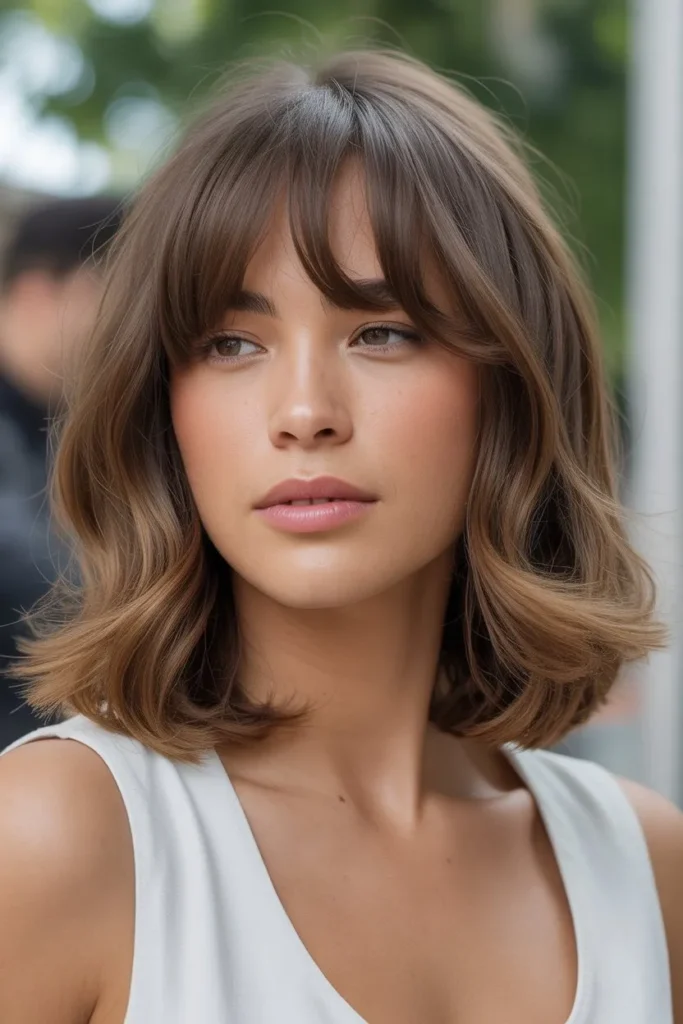 Shoulder Length Hair With Bangs and Face Framing Layers