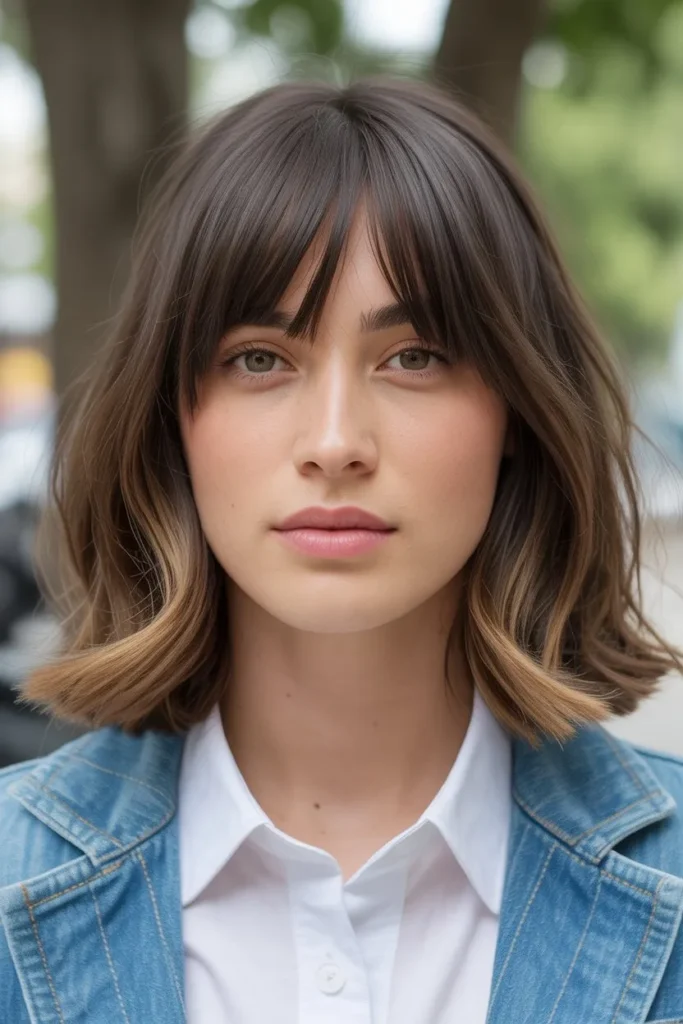 Shoulder Length Hair With Bangs and Middle Part