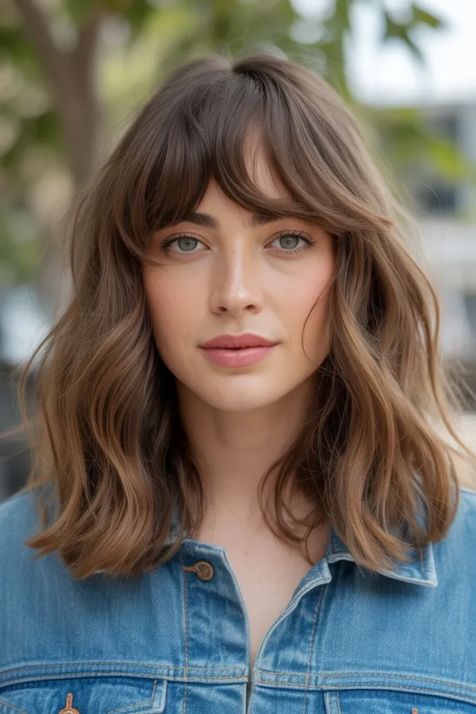 Shoulder Length Hair With Bangs and Natural Texture