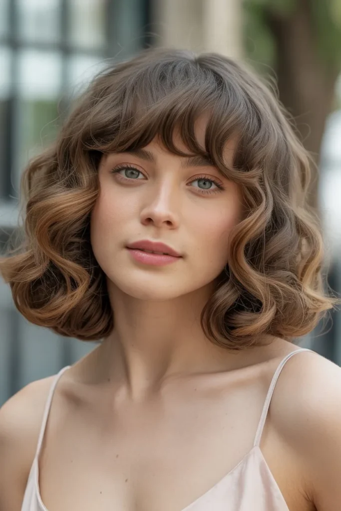 Shoulder Length Hair With Bangs and Soft Curls