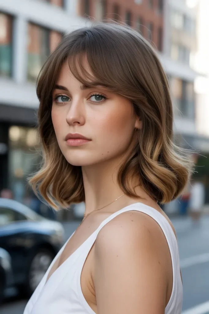 Shoulder Length Hair With Side Swept Bangs