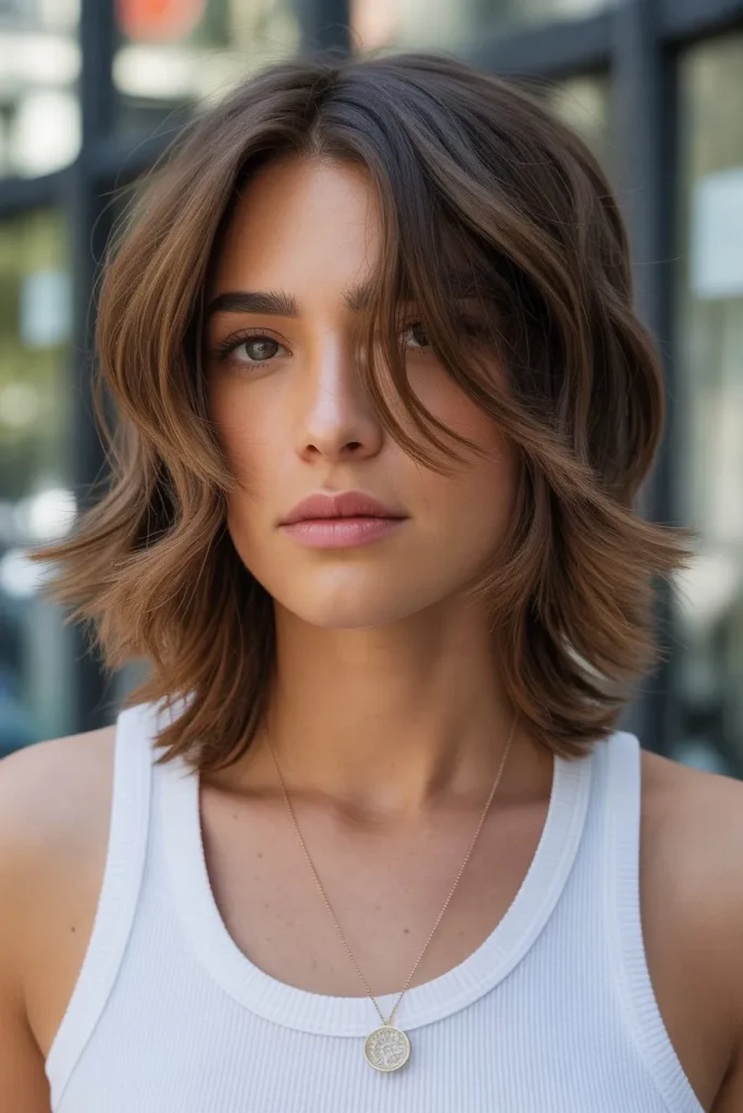 Shoulder Length Haircut With Choppy Layers