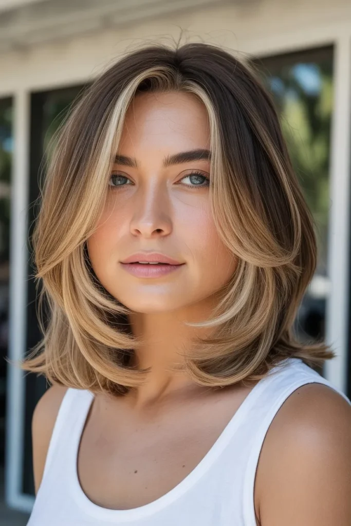 Shoulder Length Haircut With Curtain Layers