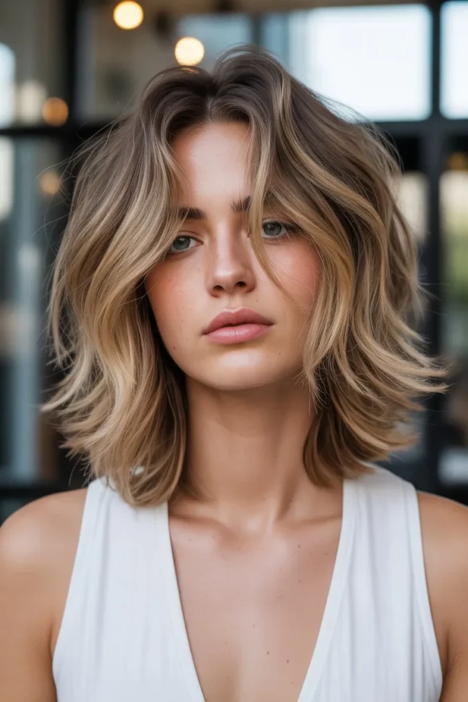 Shoulder Length Haircut With Messy Layers