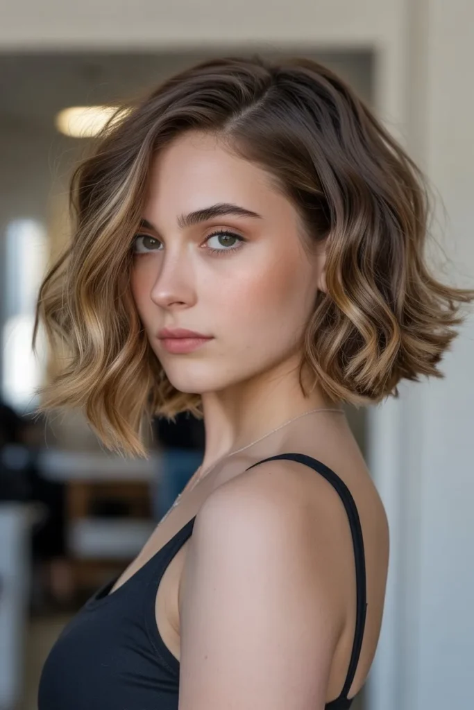 Side Parted Wavy Bob