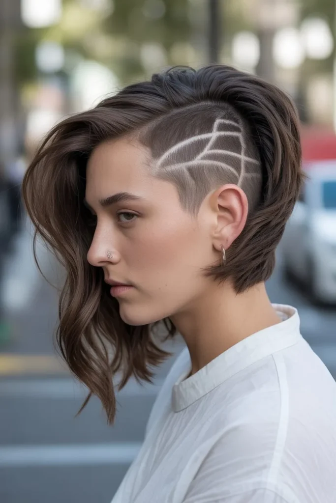 Side Shaved Hairstyle With Asymmetrical Cut