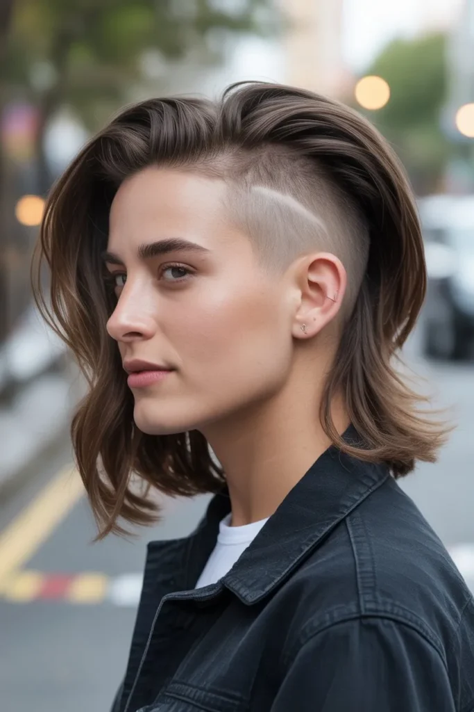 Side Shaved Hairstyle With Confident Everyday Appeal