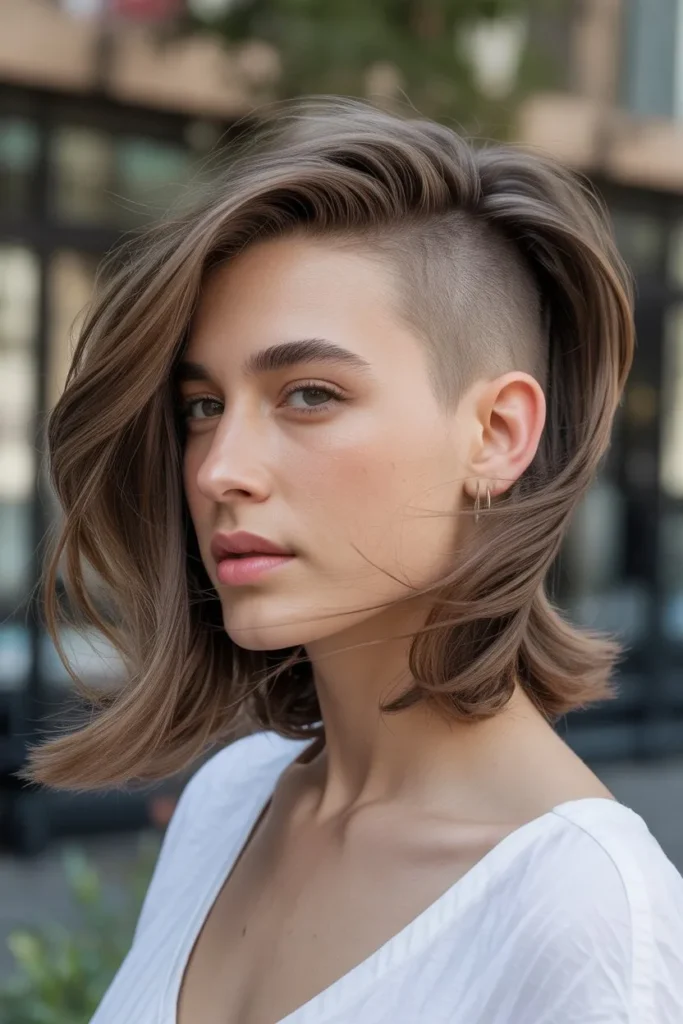 Side Shaved Hairstyle With Layered Movement
