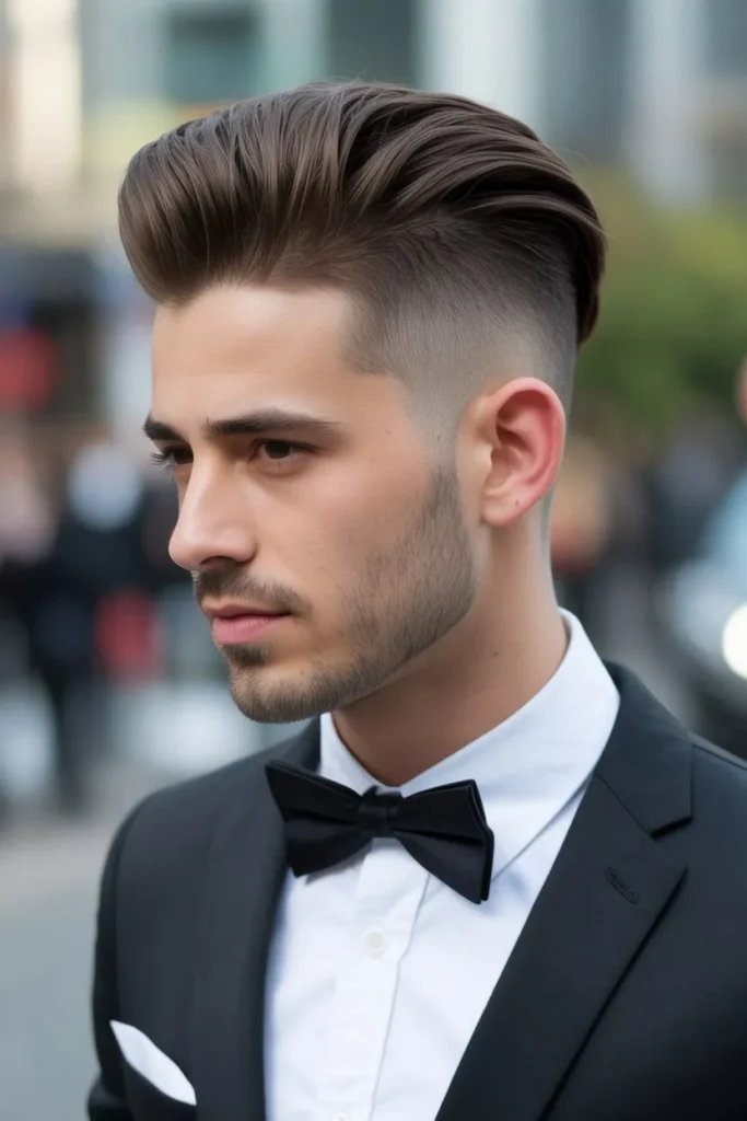Side Shaved Hairstyle With Slicked Back Top