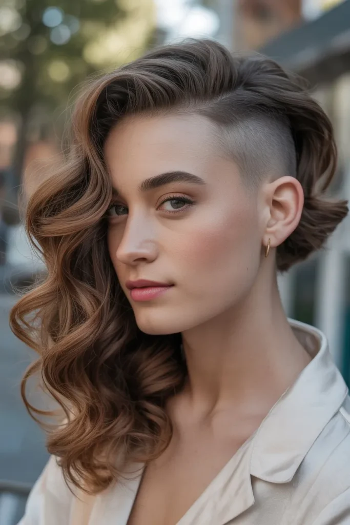 Side Shaved Hairstyle With Soft Curls