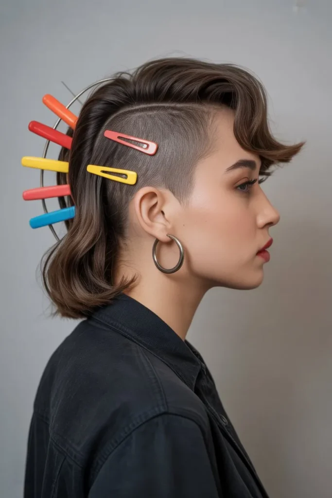 Side Shaved Hairstyle With Statement Accessories