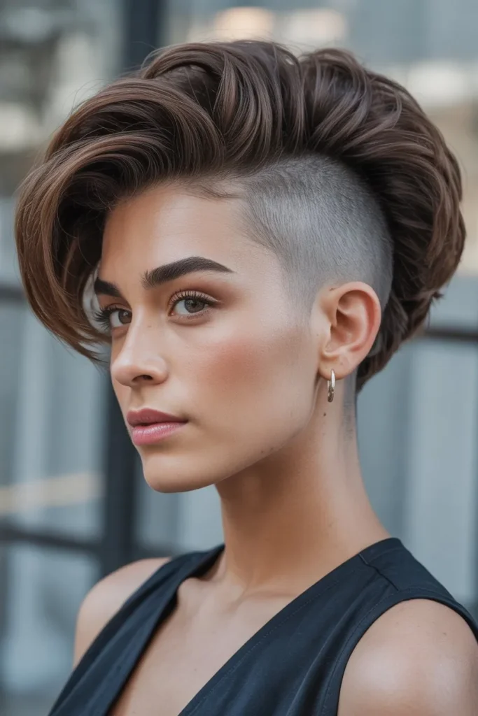  Side Shaved Hairstyle With Voluminous Crown