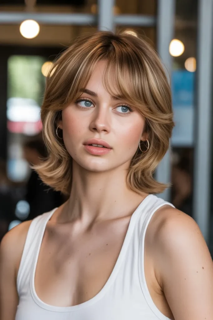 Side Swept Bangs with Medium Layers