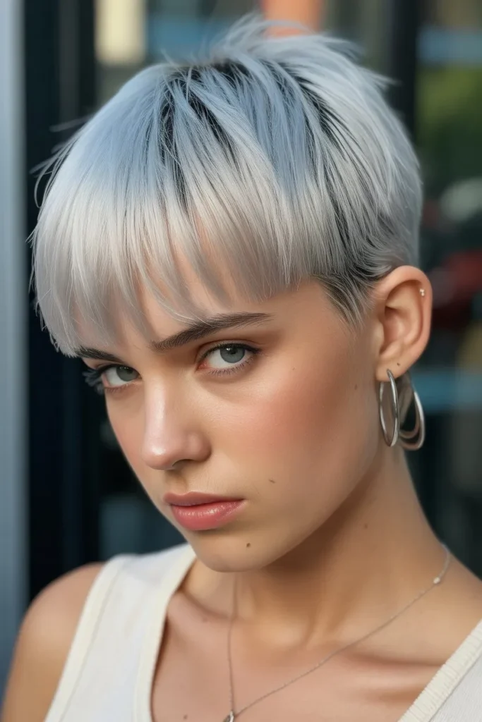 Silver Highlights on Blunt Cut Hair