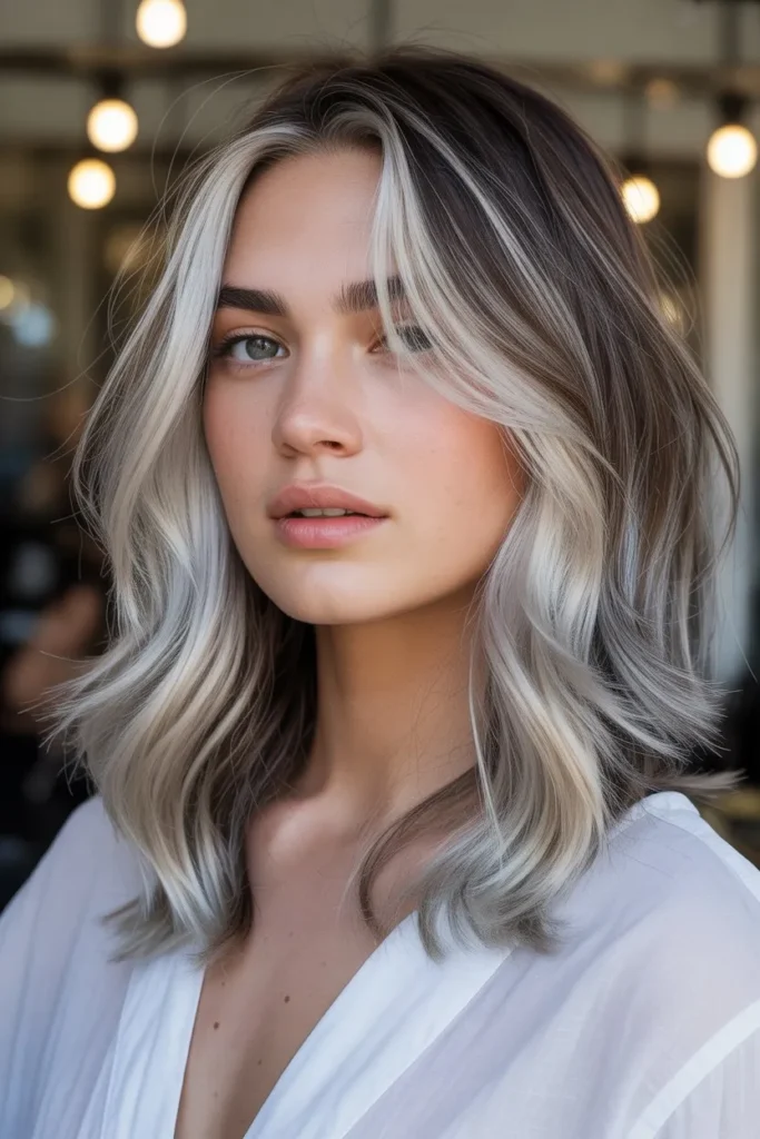 Silver Highlights with Face Framing Layers