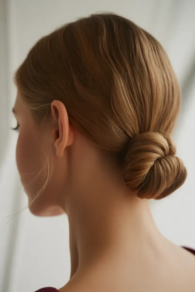 Sleek Low Bun With Face-Framing Strands