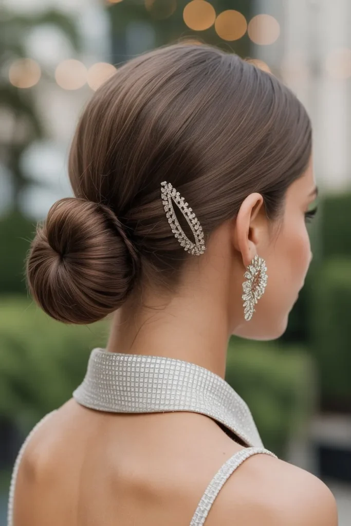 Sleek Low Bun for Elegant Birthday Vibes