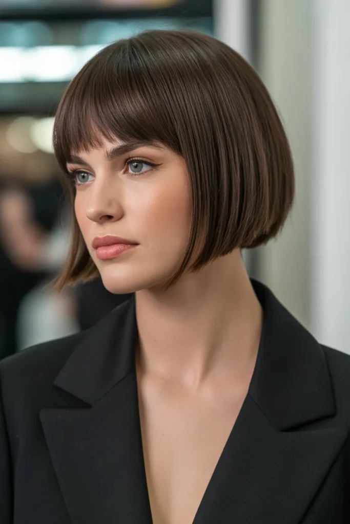 Sleek Short Wolf Cut With Curtain Bangs