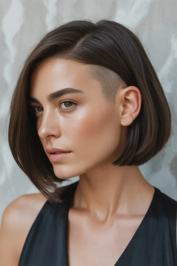Sleek Side Shaved Bob With Sharp Finish
