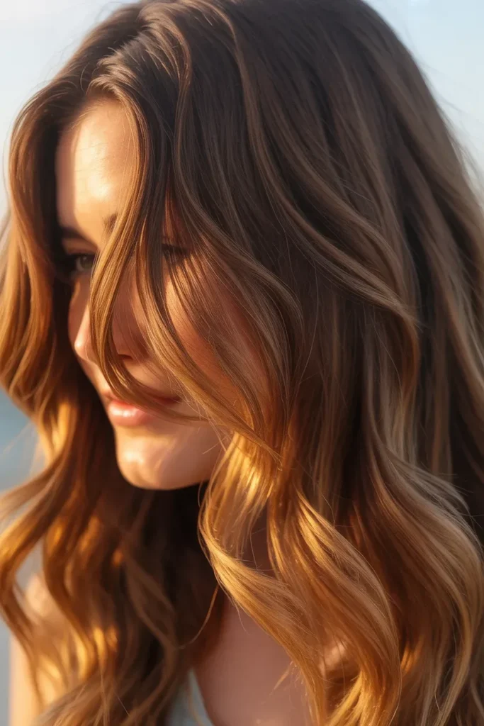 Soft California Brunette with Golden Highlights