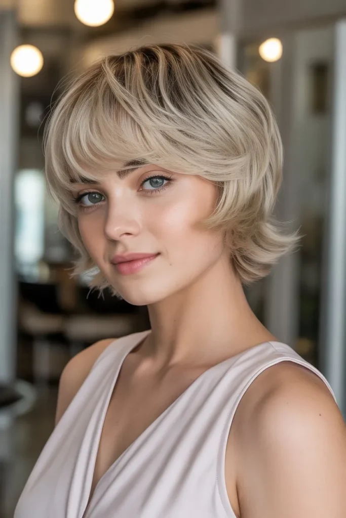 Soft Feminine Short Wolf Cut With Curtain Bangs