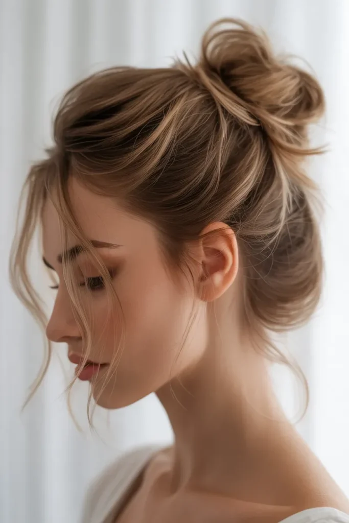 Soft Messy Bun With Crown Lift