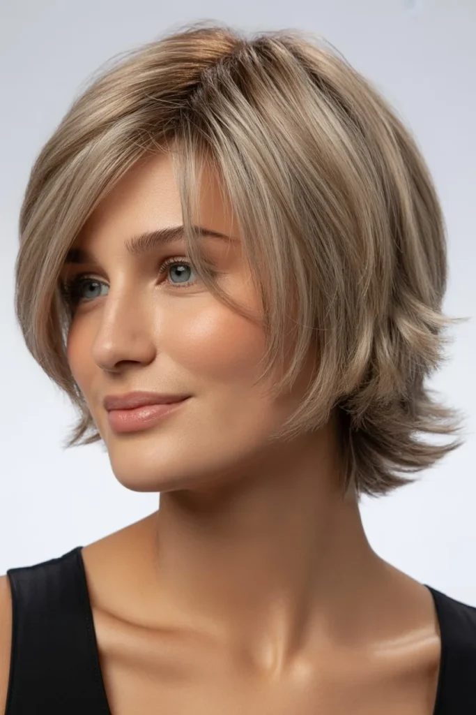 Soft Short Shaggy Hair for Round Faces