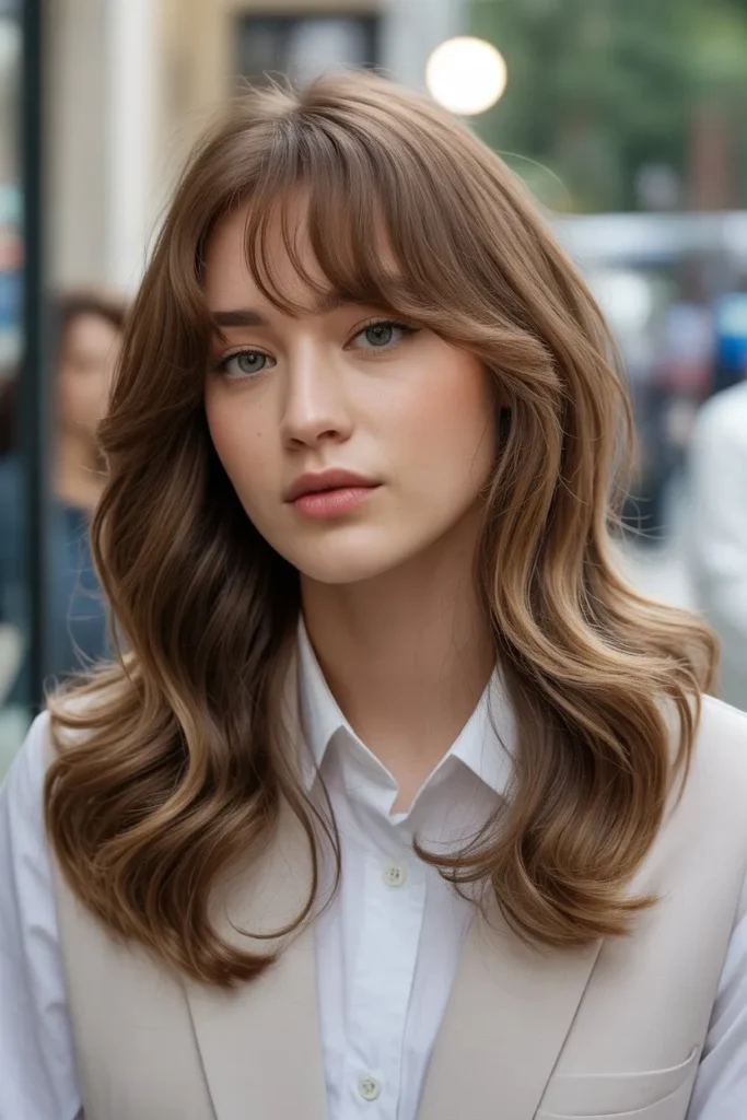 Soft Waves with Curtain Bangs