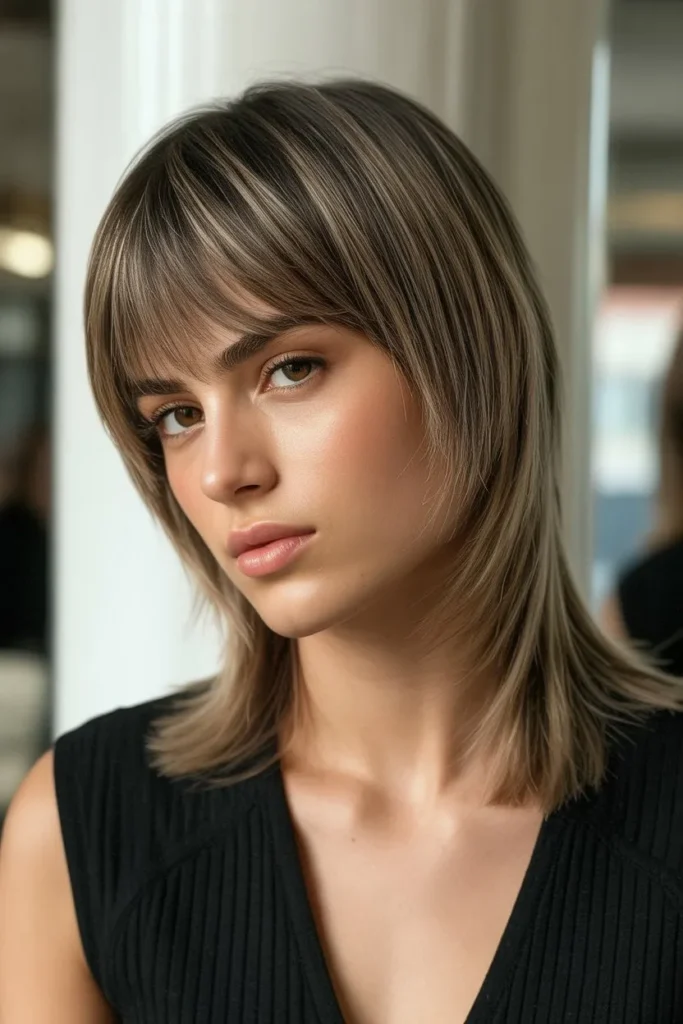 Straight Shaggy Wolf Cut With Bangs