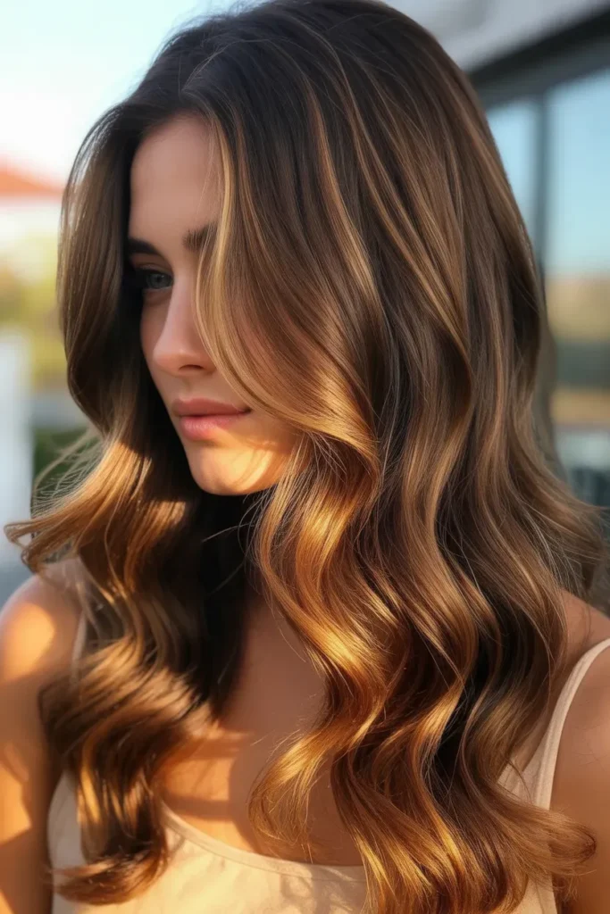 Sunlit California Brunette with Caramel Tones