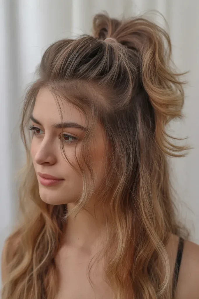 Textured Half Up Ponytail