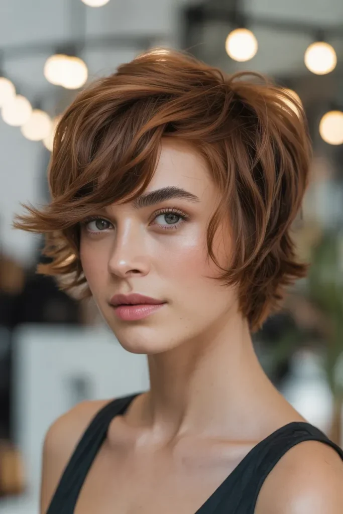 Tousled Kitty Cut with Side Part