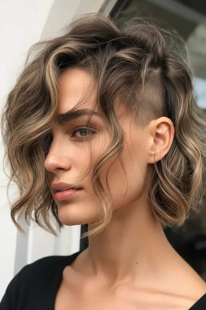 Tousled Wavy Undercut Bob