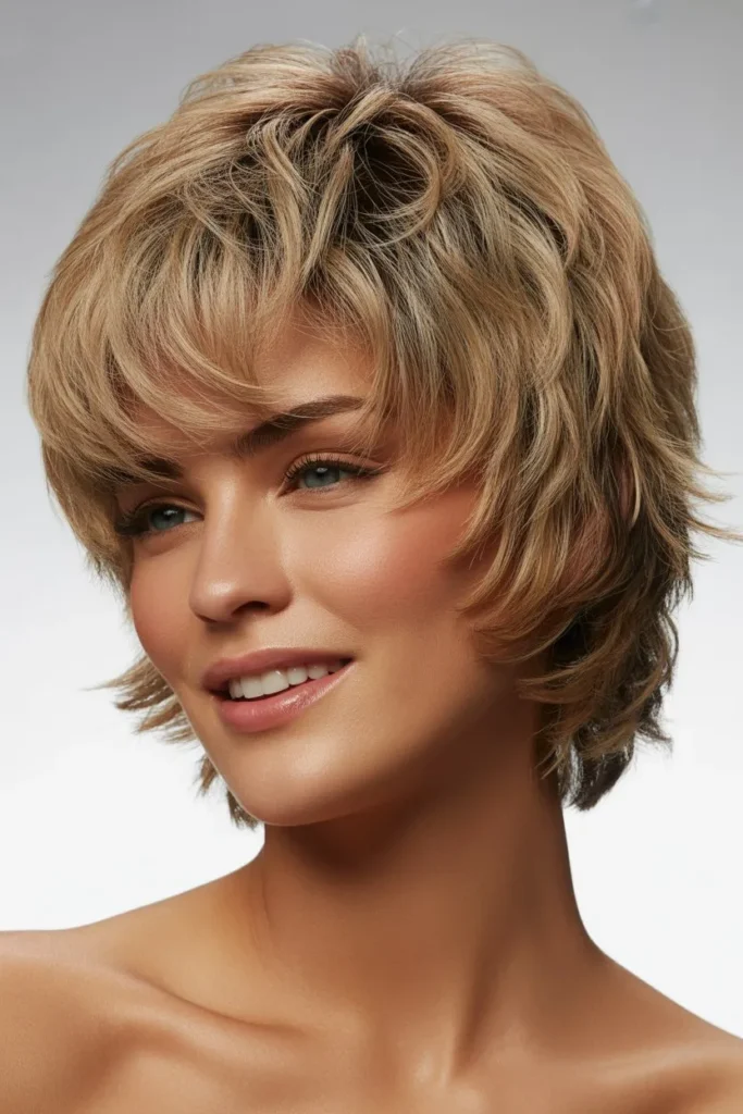 Voluminous Short Shaggy Hair Style