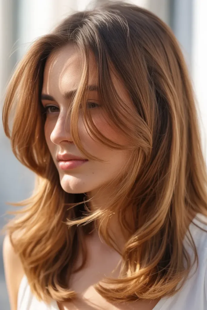 Warm California Brunette with Face Framing Layers