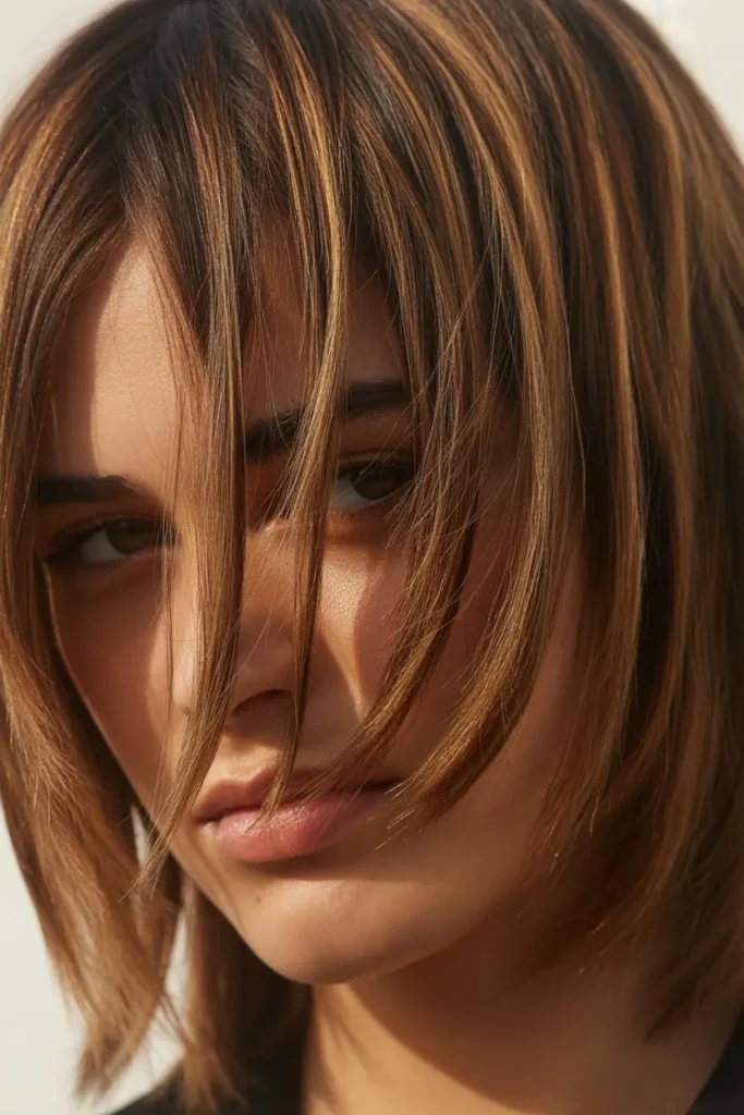 Wolf Cut With Curtain Bangs and Choppy Ends