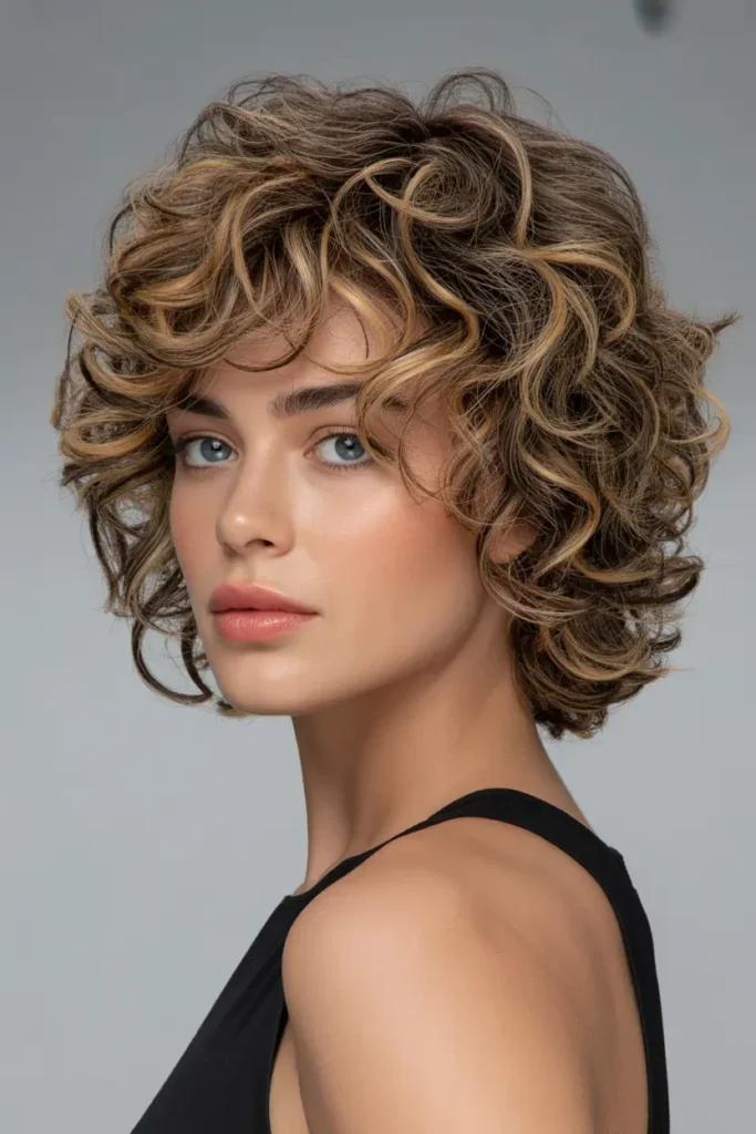 Curly Wolf Cut with Extra Volume at the Crown